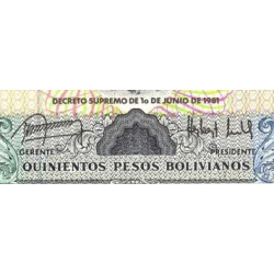 Bolivie - Pick 166a - 500 pesos bolivianos - Loi 1981 (1983) - Série B - Etat : NEUF