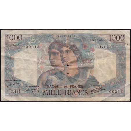 F 41-10 - 17/01/1946 - 1000 francs - Minerve et Hercule - Série T.171 - Etat : B+