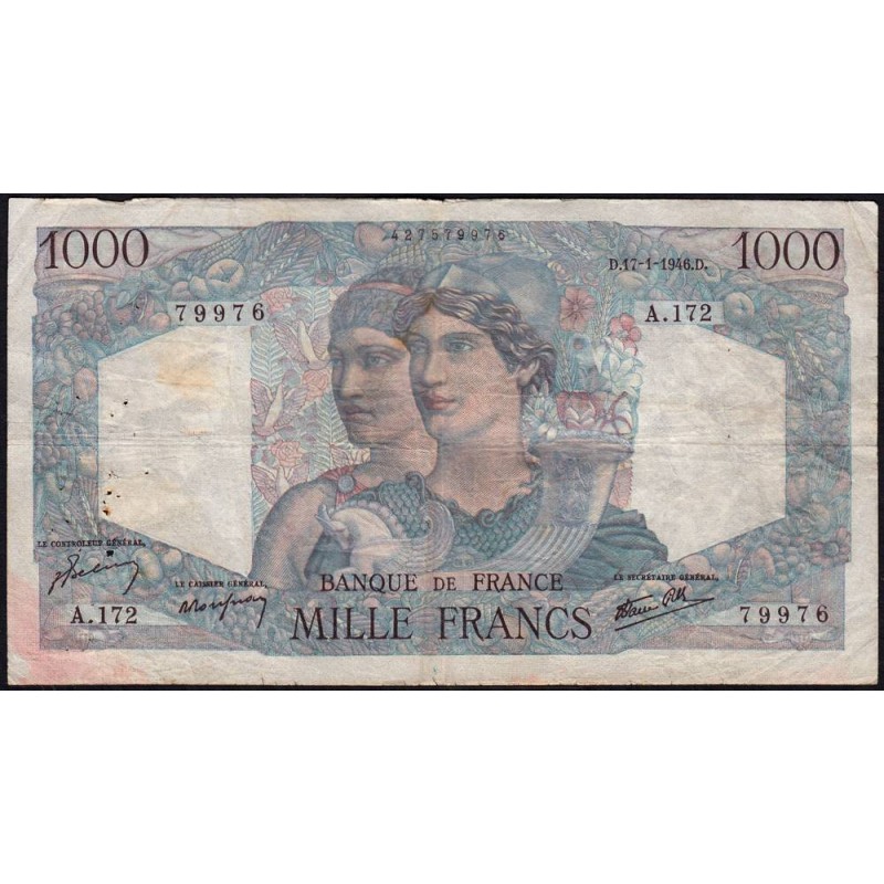 F 41-10 - 17/01/1946 - 1000 francs - Minerve et Hercule - Série A.172 - Etat : TB-