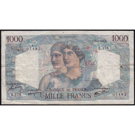 F 41-10 - 17/01/1946 - 1000 francs - Minerve et Hercule - Série X.176 - Etat : TB