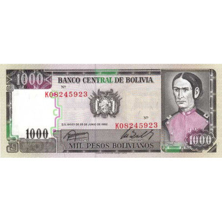 Bolivie - Pick 167a2 - 1'000 pesos bolivianos - Loi 1982 (1984) - Etat : NEUF