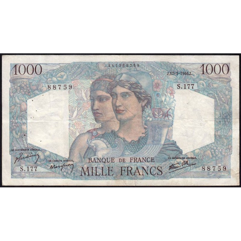 F 41-10 - 17/01/1946 - 1000 francs - Minerve et Hercule - Série S.177 - Etat : TB+