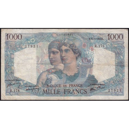 F 41-10 - 17/01/1946 - 1000 francs - Minerve et Hercule - Série R.178 - Etat : TB-