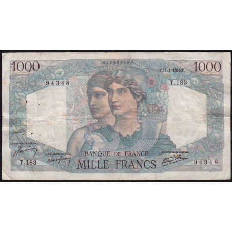 F 41-10 - 17/01/1946 - 1000 francs - Minerve et Hercule - Série T.183 - Etat : TB