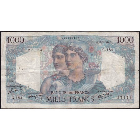 F 41-10 - 17/01/1946 - 1000 francs - Minerve et Hercule - Série G.184 - Etat : TB