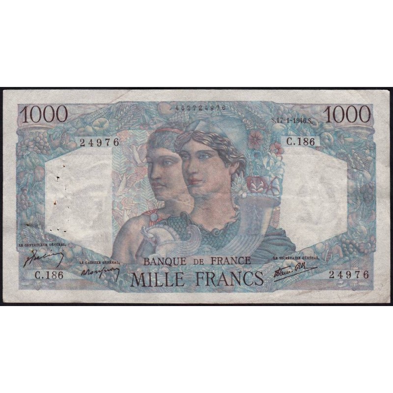 F 41-10 - 17/01/1946 - 1000 francs - Minerve et Hercule - Série C.186 - Etat : TTB