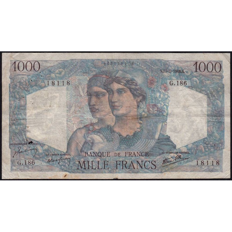 F 41-10 - 17/01/1946 - 1000 francs - Minerve et Hercule - Série G.186 - Etat : TB-