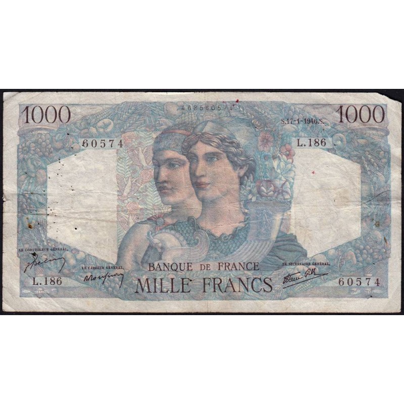 F 41-10 - 17/01/1946 - 1000 francs - Minerve et Hercule - Série L.186 - Etat : B+