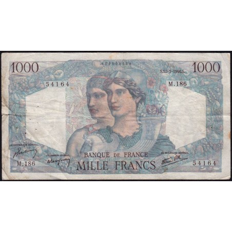 F 41-10 - 17/01/1946 - 1000 francs - Minerve et Hercule - Série M.186 - Etat : TB-