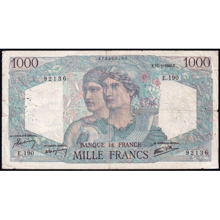 F 41-10 - 17/01/1946 - 1000 francs - Minerve et Hercule - Série E.190 - Etat : TB-