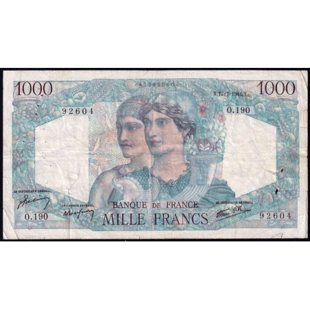 F 41-10 - 17/01/1946 - 1000 francs - Minerve et Hercule - Série O.190 - Etat : B