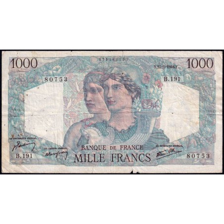 F 41-10 - 17/01/1946 - 1000 francs - Minerve et Hercule - Série B.191 - Etat : TB-
