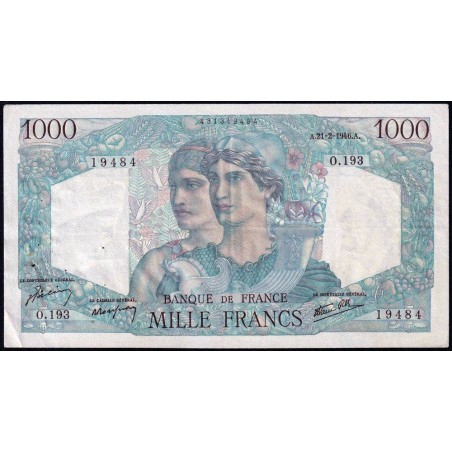 F 41-11 - 21/02/1946 - 1000 francs - Minerve et Hercule - Série O.193 - Etat : TTB+
