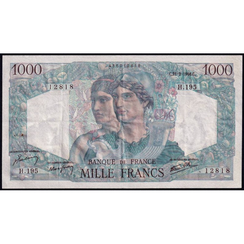 F 41-11 - 21/02/1946 - 1000 francs - Minerve et Hercule - Série H.195 - Etat : TTB+