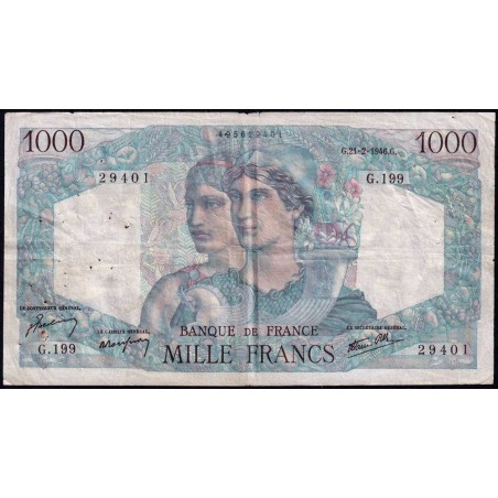 F 41-11 - 21/02/1946 - 1000 francs - Minerve et Hercule - Série G.199 - Etat : TB+