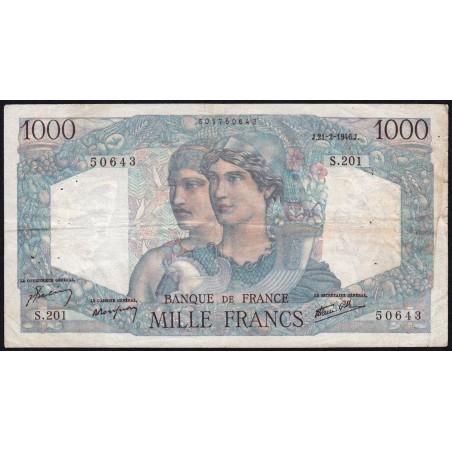 F 41-11 - 21/02/1946 - 1000 francs - Minerve et Hercule - Série S.201 - Etat : TB-