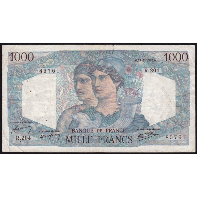 F 41-11 - 21/02/1946 - 1000 francs - Minerve et Hercule - Série R.204 - Etat : TB-
