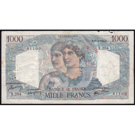 F 41-11 - 21/02/1946 - 1000 francs - Minerve et Hercule - Série X.204 - Etat : B+