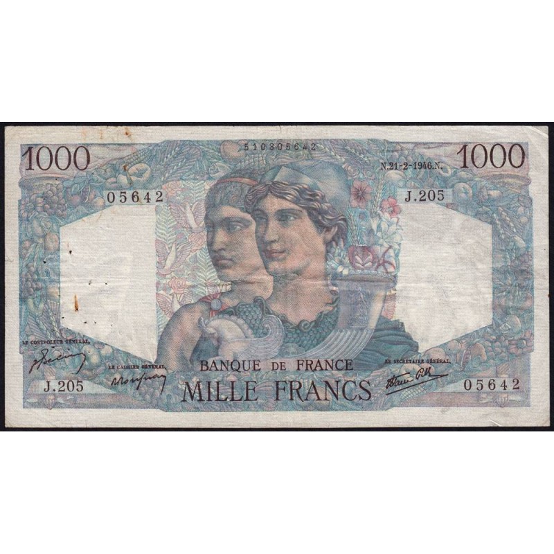 F 41-11 - 21/02/1946 - 1000 francs - Minerve et Hercule - Série J.205 - Etat : TB