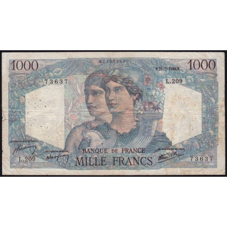 F 41-11 - 21/02/1946 - 1000 francs - Minerve et Hercule - Série L.209 - Etat : B+