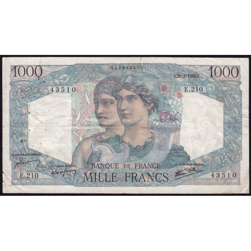 F 41-11 - 21/02/1946 - 1000 francs - Minerve et Hercule - Série E.210 - Etat : TB
