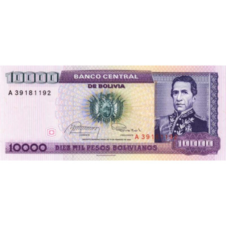 Bolivie - Pick 169a - 10'000 pesos bolivianos - Loi 1984 - Série A - Etat : NEUF