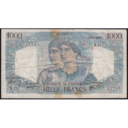 F 41-11 - 21/02/1946 - 1000 francs - Minerve et Hercule - Série R.211 - Etat : TB-