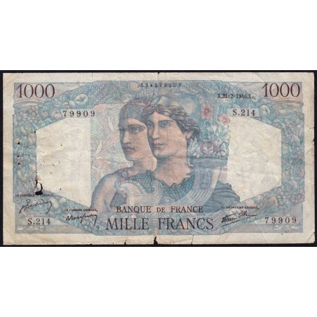 F 41-11 - 21/02/1946 - 1000 francs - Minerve et Hercule - Série S.214 - Etat : B
