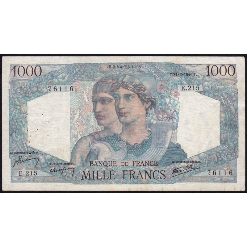 F 41-11 - 21/02/1946 - 1000 francs - Minerve et Hercule - Série E.215 - Etat : B-