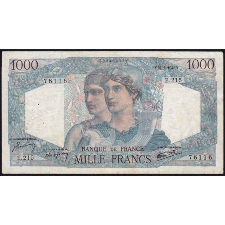 F 41-11 - 21/02/1946 - 1000 francs - Minerve et Hercule - Série E.215 - Etat : B-