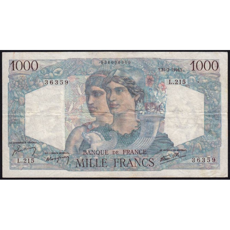 F 41-11 - 21/02/1946 - 1000 francs - Minerve et Hercule - Série L.215 - Etat : TB+