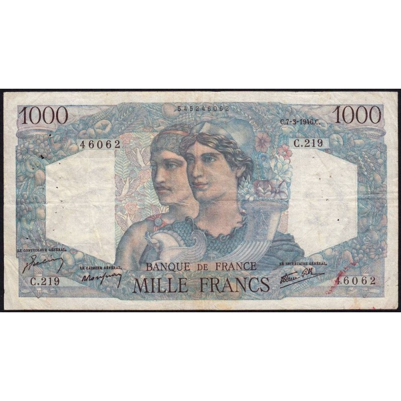 F 41-12 - 07/03/1946 - 1000 francs - Minerve et Hercule - Série C.219 - Etat : TB+