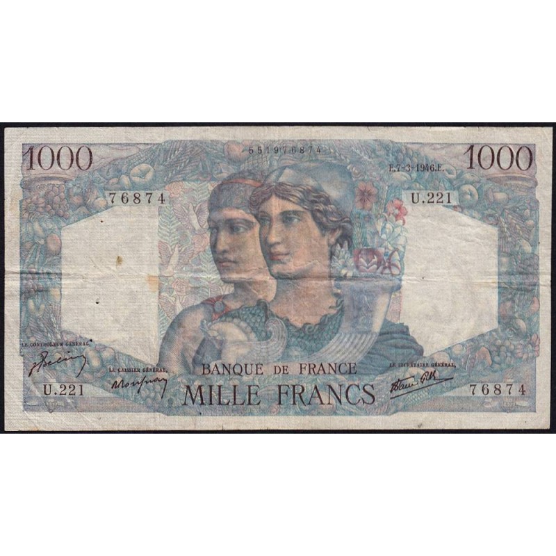 F 41-12 - 07/03/1946 - 1000 francs - Minerve et Hercule - Série U.221 - Etat : TB