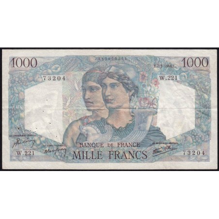F 41-12 - 07/03/1946 - 1000 francs - Minerve et Hercule - Série W.221 (remplacement) - Etat : TTB