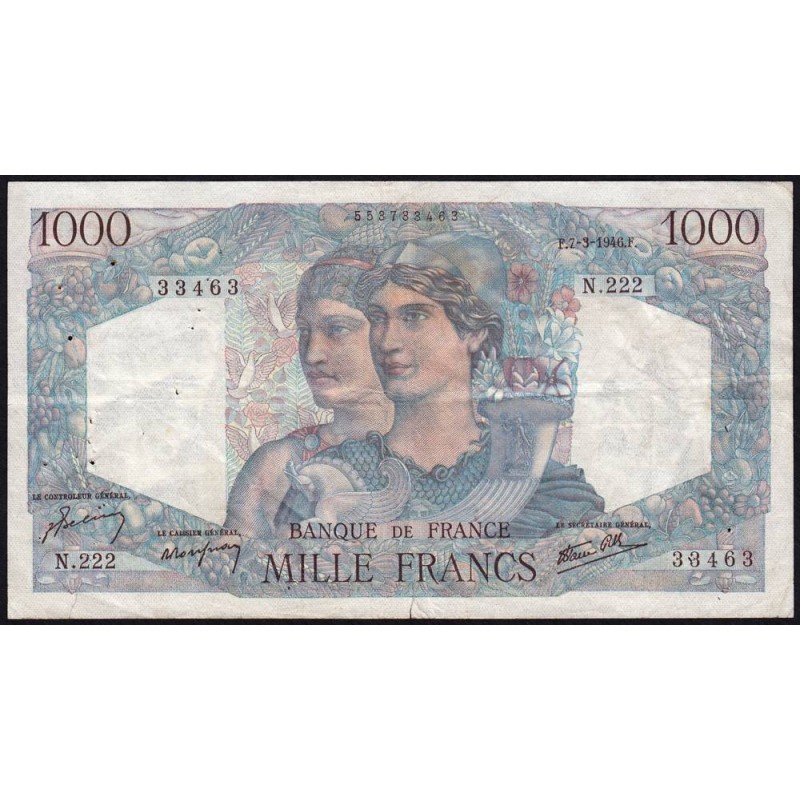 F 41-12 - 07/03/1946 - 1000 francs - Minerve et Hercule - Série N.222 - Etat : TTB