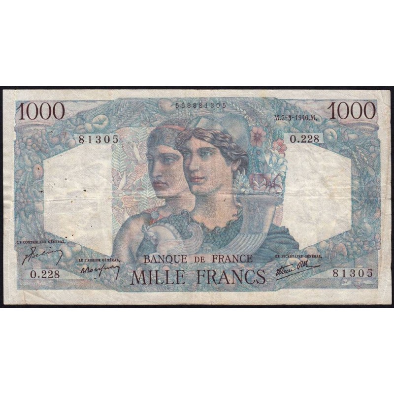 F 41-12 - 07/03/1946 - 1000 francs - Minerve et Hercule - Série O.228 - Etat : TB