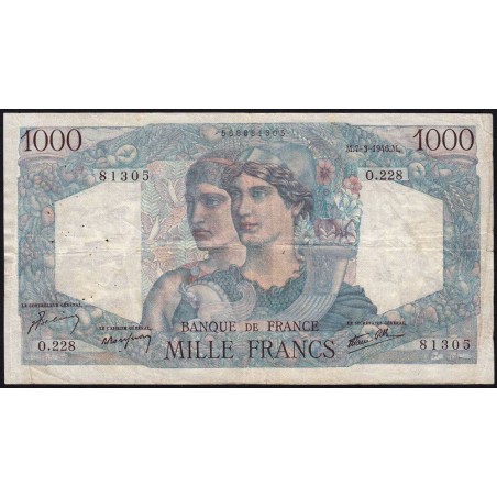 F 41-12 - 07/03/1946 - 1000 francs - Minerve et Hercule - Série O.228 - Etat : TB