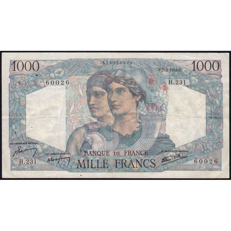 F 41-12 - 07/03/1946 - 1000 francs - Minerve et Hercule - Série H.231 - Etat : TTB+