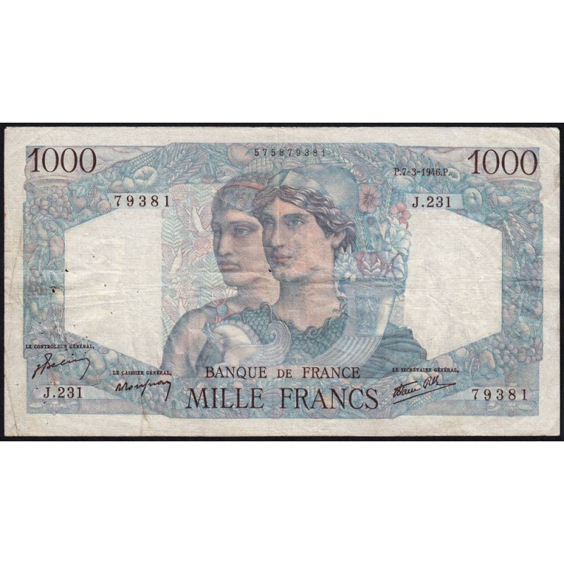 F 41-12 - 07/03/1946 - 1000 francs - Minerve et Hercule - Série J.231 - Etat : TB