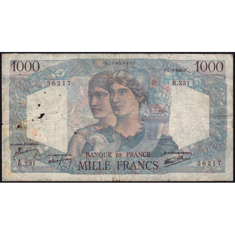 F 41-12 - 07/03/1946 - 1000 francs - Minerve et Hercule - Série R.231 - Etat : B
