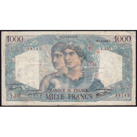 F 41-12 - 07/03/1946 - 1000 francs - Minerve et Hercule - Série Y.237 - Etat : TB-