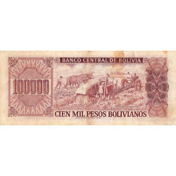 Bolivie - Pick 171a2 - 100'000 pesos bolivianos - Loi 1984 - Série B - Etat : TB+