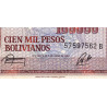 Bolivie - Pick 171a2 - 100'000 pesos bolivianos - Loi 1984 - Série B - Etat : TB+
