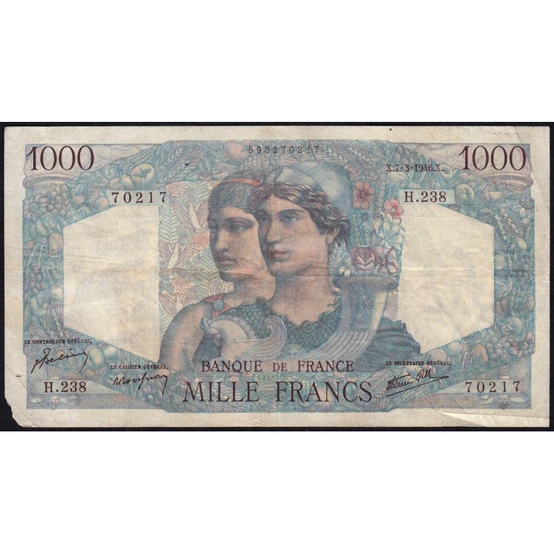 F 41-12 - 07/03/1946 - 1000 francs - Minerve et Hercule - Série H.238 - Etat : TB-
