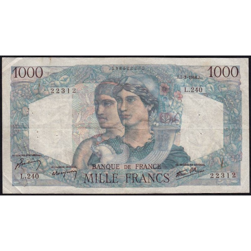 F 41-12 - 07/03/1946 - 1000 francs - Minerve et Hercule - Série L.240 - Etat : TB+
