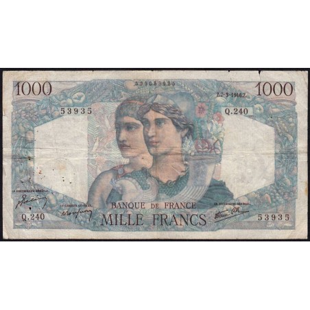 F 41-12 - 07/03/1946 - 1000 francs - Minerve et Hercule - Série Q.240 - Etat : TB-