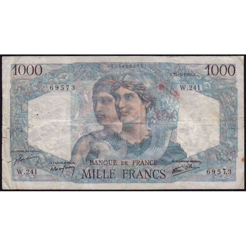 F 41-13 - 25/04/1946 - 1000 francs - Minerve et Hercule - Série W.241 (remplacement) - Etat : TB-