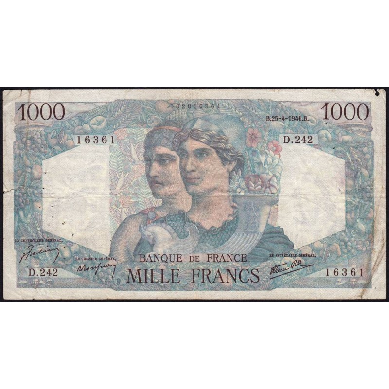 F 41-13 - 25/04/1946 - 1000 francs - Minerve et Hercule - Série D.242 - Etat : TB-
