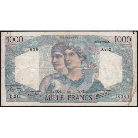 F 41-13 - 25/04/1946 - 1000 francs - Minerve et Hercule - Série D.242 - Etat : TB-