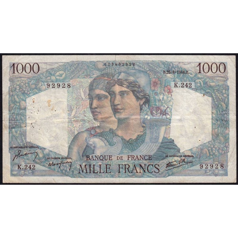 F 41-13 - 25/04/1946 - 1000 francs - Minerve et Hercule - Série K.242 - Etat : TB